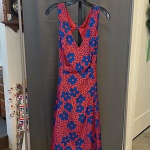 Modcloth Vibrant Pink and Blue Backless Dress